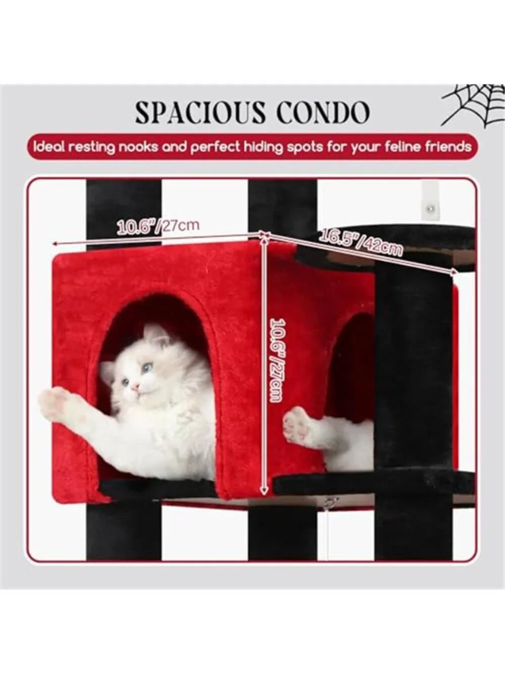 65in Tall Sturdy Goth Cat Tower Extra Large Platform Gothic Cat Tree
